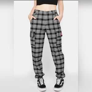 Dickies Black and White Plaid Track Pants